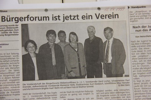 Gründung des Bürgerforums 1999 / SZ Wangen 11.7.2019